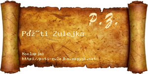 Póti Zulejka névjegykártya